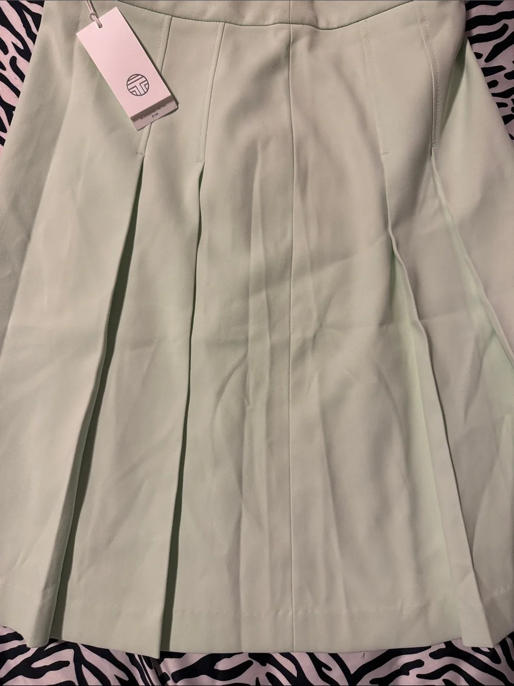 Tory Burch Light Green Pleated Mini Skirt